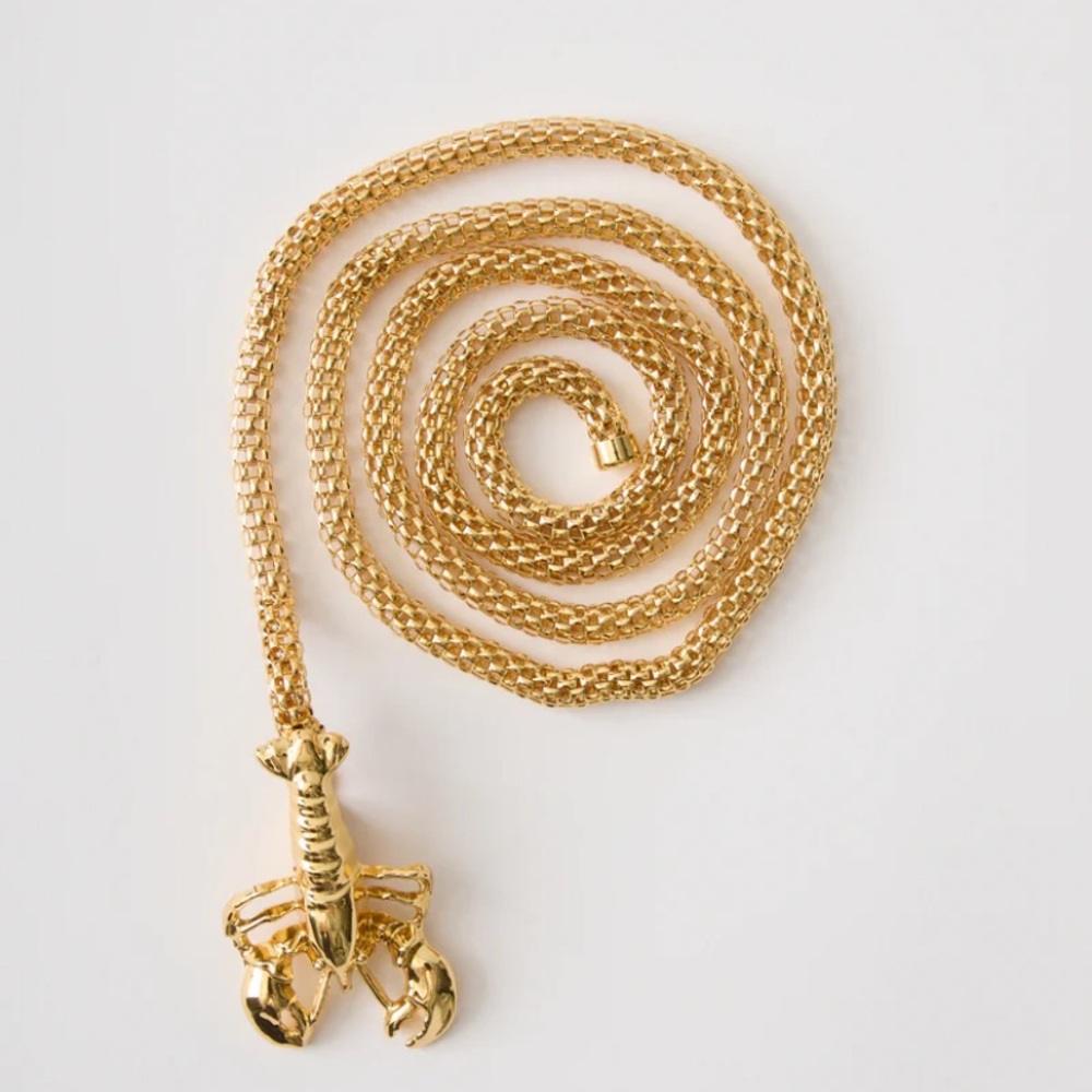 Tibi Gold Lobster Belt - Long